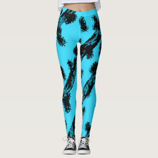 Türkisfarben mit schwarzen Punkten und Streifen Leggings