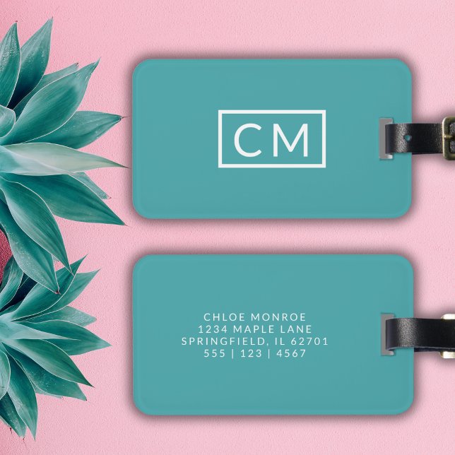 Türkisfarben Moderne Monogram Einfache Initialen G Gepäckanhänger (Von Creator hochgeladen)