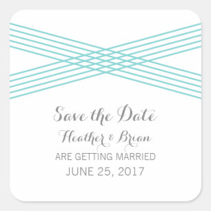 Türkisfarben Moderner Deko Save the Date Stickers