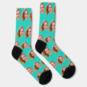 Türkisfarben Personalisiertes Foto Socken