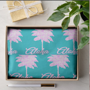 Türkisfarben Pink Weiße Palme Aloha Tropisch Seidenpapier