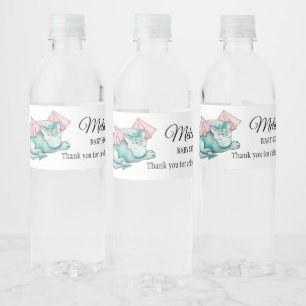 Türkisfarben Schlafdragon Babydusche Wasserflaschenetikett
