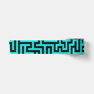 Türkisfarben-schwarze Labyrinthlinien Satinband