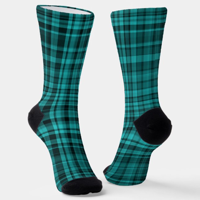 Türkisfarben-schwarzes Karomuster Socken (Gewinkelt)