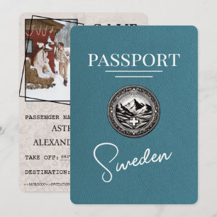 Türkisfarben Schweden Reisepass Save The Date