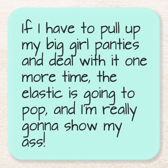 Türkisfarben setzen große Girl-Panties Worte unter Rechteckiger Pappuntersetzer (Vorderseite)