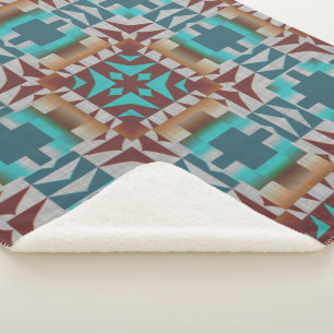 Türkisfarben Teal Blau Dunkelrot Braun Grau Stamme Sherpadecke