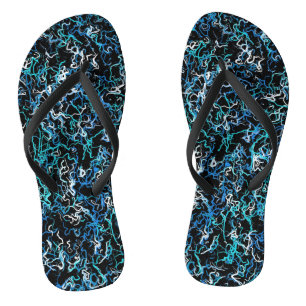 Türkisfarben, Teal und Schwarzes Abstrakt Flip Flops