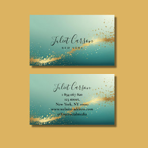 Türkisfarben Türkis Gold Schrift Visitenkarte
