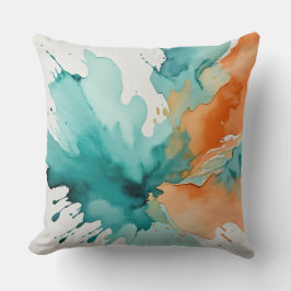 Türkisfarben und abstrakte Orangen Kissen