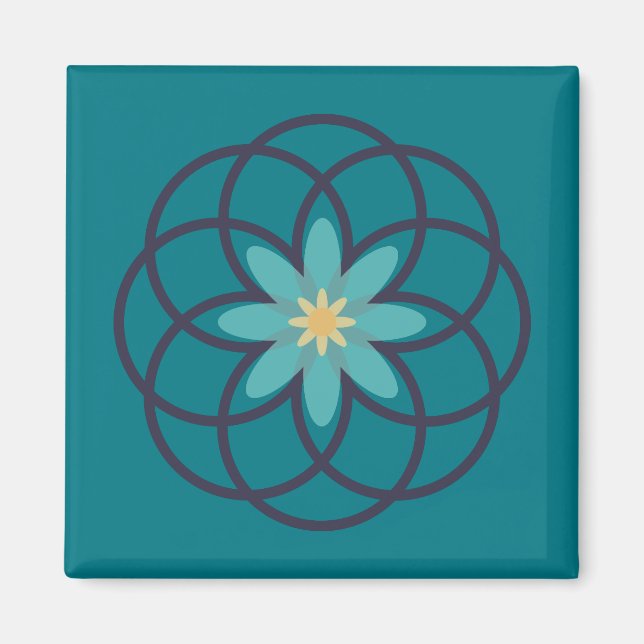 Türkisfarben und blaue Blume Magnet (Vorne)