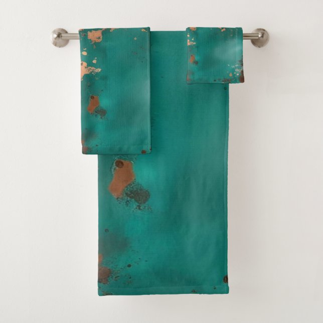 Türkisfarben und Bronze Badhandtuch Set (Insitu)