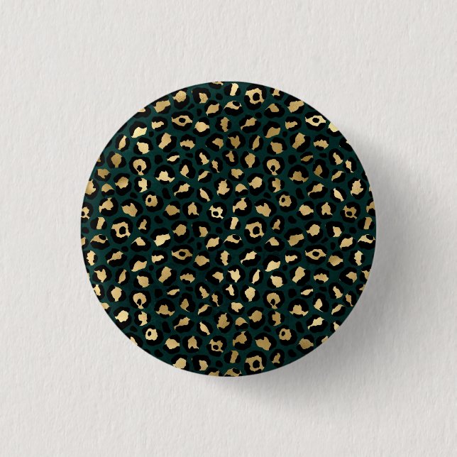 Türkisfarben und Gold Leopard Serie Design 1 Button (Vorderseite)