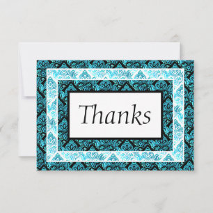 Türkisfarben und schwarz Danke-Card Dankeskarte