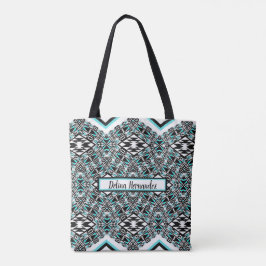 Türkisfarben- und schwarze Stammes-Tapeten-Tasche