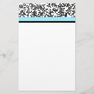 Türkisfarben und schwarzes Blumenmuster Briefpapier