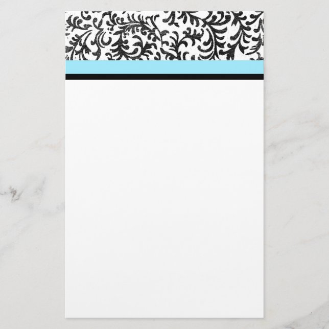 Türkisfarben und schwarzes Blumenmuster Briefpapier (Vorderseite)