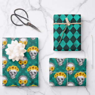Türkisfarben und Sonnenblumen, Design 10 Geschenkpapier Set