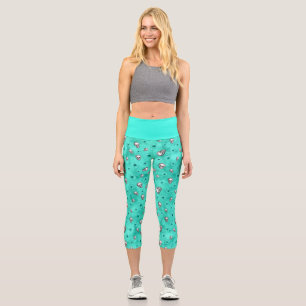 Türkisfarben und Sonnenblumen, Design 3 Capri Leggings