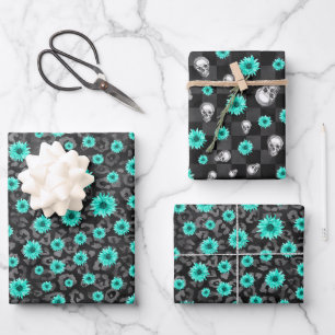 Türkisfarben und Sonnenblumen, Design 5 Geschenkpapier Set