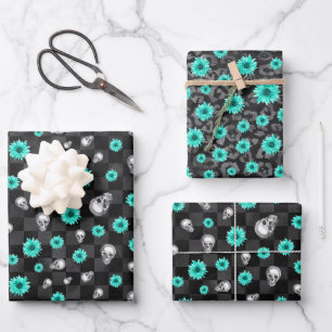 Türkisfarben und Sonnenblumen, Design 7 Geschenkpapier Set