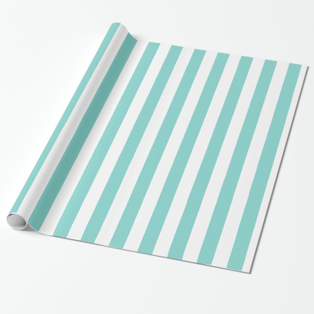 Türkisfarben und Weiß Extra Large Stripe Muster Geschenkpapier (Ungerollt)