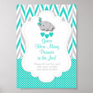 Türkisfarben, Weiß-Grau-Elefantenspiel - Anleitung Poster