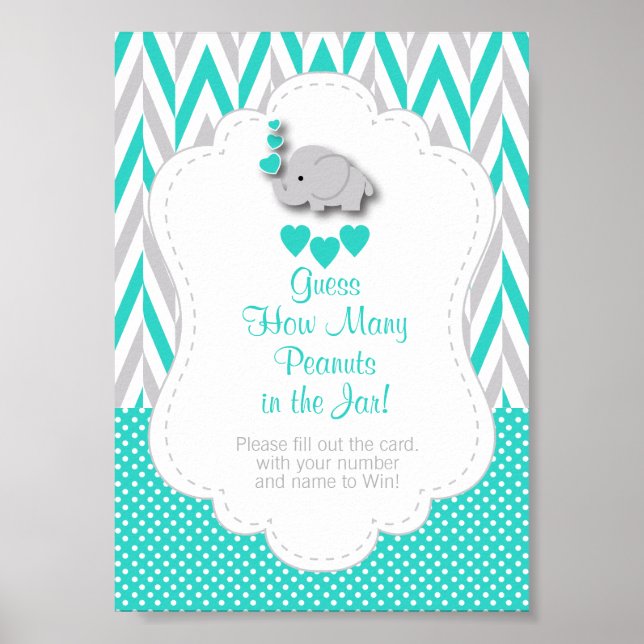 Türkisfarben, Weiß-Grau-Elefantenspiel - Anleitung Poster (Vorne)