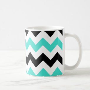 Türkisfarben Weiß Schwarz Zickzack Tasse