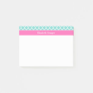Türkisfarben Wht Moroccan #5 Hot Pink2 Name Monogr Post-it Klebezettel