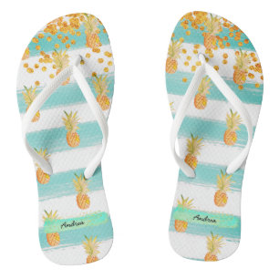 Türkisfarbene Ananas Flip Flops
