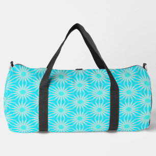 Türkisfarbene, aqua- und graue Blumen mit Cyan Duffle Bag