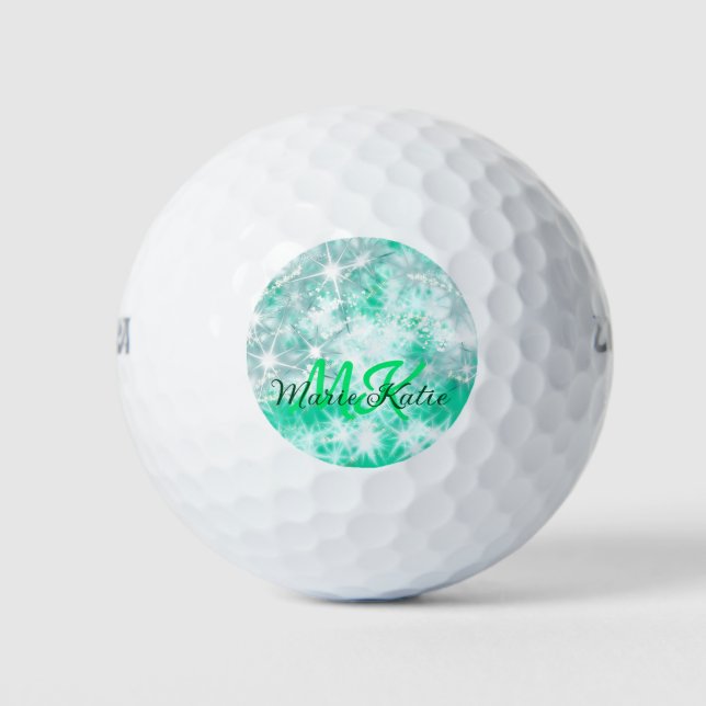 Türkisfarbene aquamarine Aqua-Monogramm Zusatz von Golfball (Vorderseite)