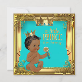 Türkisfarbene Aquamarine Ethnic Prince Baby Dusche Einladung
