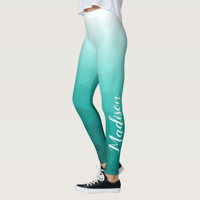 Türkisfarbene aquamarine Geometrie Bezeichnung des Leggings (Links)
