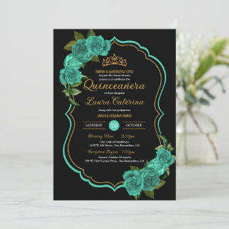 Türkisfarbene Aquamarine grüne Rose Gold Elegantes Einladung
