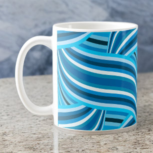 Türkisfarbene Aquamarine und blaue wirbelige Ribb Jumbo-Tasse