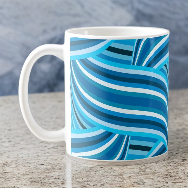 Türkisfarbene Aquamarine und blaue wirbelige Ribbo Jumbo-Tasse (Von Creator hochgeladen)