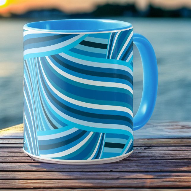 Türkisfarbene Aquamarine und blaue wirbelige Ribbo Tasse (Von Creator hochgeladen)