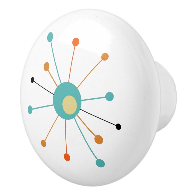 Türkisfarbene Atombombe Mitte des Jahrhunderts Keramikknauf (Rechts)