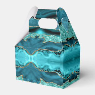 Türkisfarbene Blaue Funkelnde Gold Glitter Geschen Geschenkschachtel