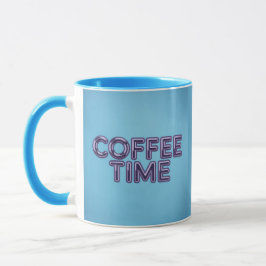 Türkisfarbene Blaue Kaffeezeit Lila Text Tasse