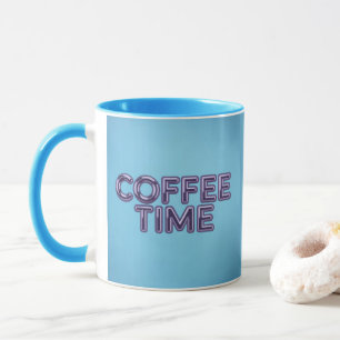 Türkisfarbene Blaue Kaffeezeit Lila Text Tasse
