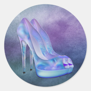 Türkisfarbene Blaue Lavendel Violette High Heel Sc Runder Aufkleber