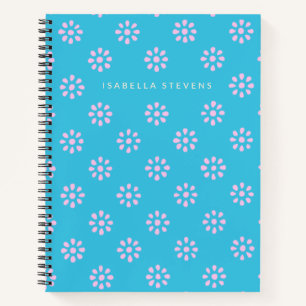 Türkisfarbene Blaue Rosa Blumen Personalisierter N Notizbuch