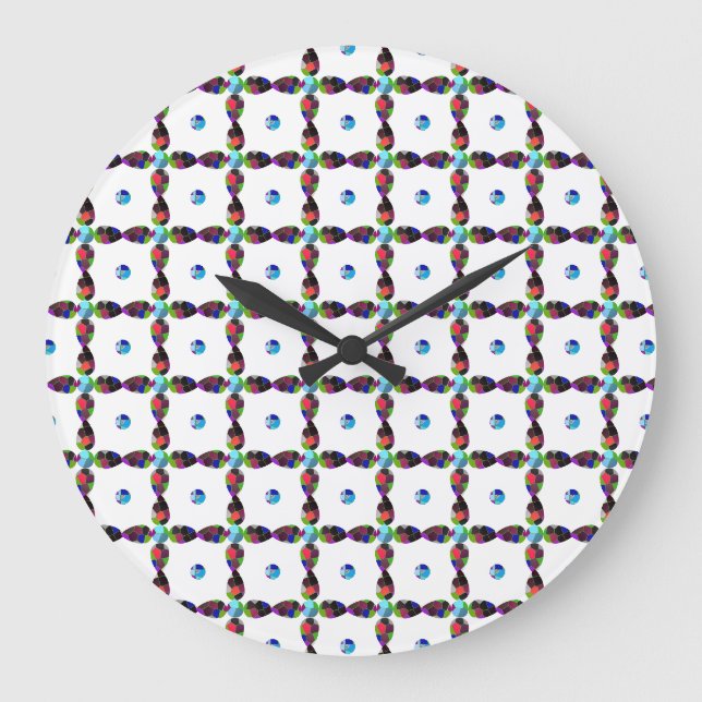Türkisfarbene Blume Große Wanduhr (Vorderseite)
