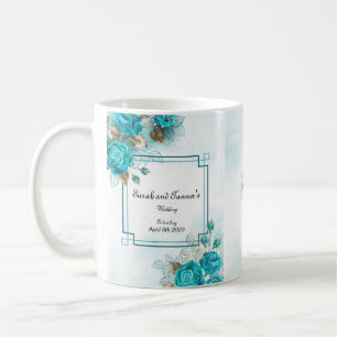 Türkisfarbene Blume Hochzeit Tasse
