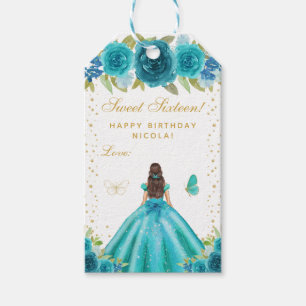 Türkisfarbene Blumen Braunhaar Prinzessin Sweet Si Geschenkanhänger
