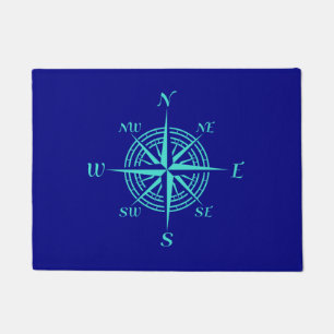 Türkisfarbene Compass-Rose im Dekor der blauen K Fußmatte