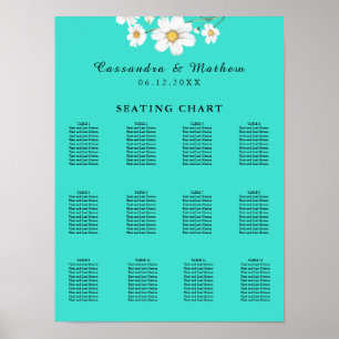 Türkisfarbene Daisy Bloral Wedding 120 Seating Cha Poster
